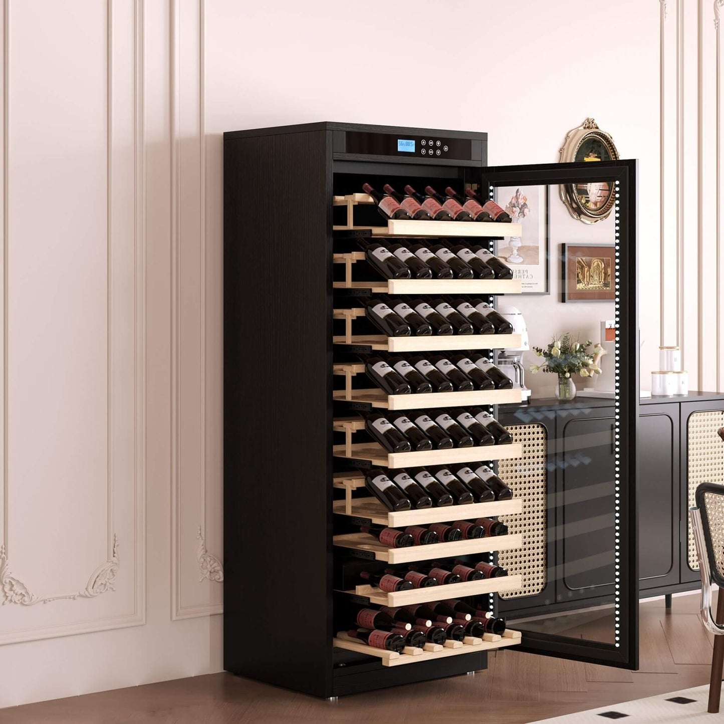 Nuvia 102-Bottle Smart Temperature-Controlled Multi-Tier Wine Cabinet For Home And Bar (SAK46361)