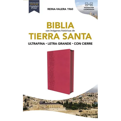 Rvr60, Santa Biblia, Tierra Santa, Letra Grande, Leathersoft, Fucsia, Con Cierre, Palabras de Jesús En Rojo, Comfort Print - Imitation Leather