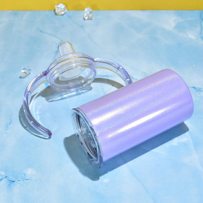 Sublimation 12oz Blank White, Pink, Blue, Purple, Silver Glitter Holographic Sippy Cup Stainless Drinking Tumbler