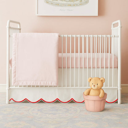 Scallop Embroidery Cotton Crib Skirt