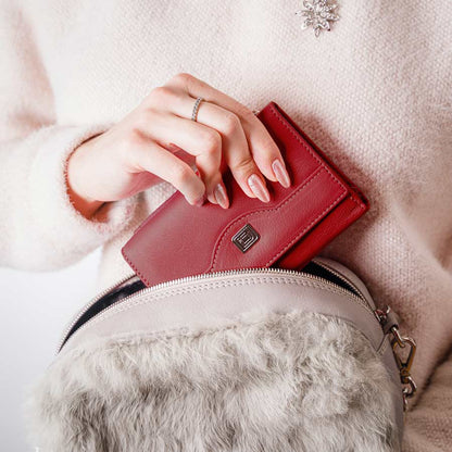 RFID Blocking Women's Leather Trifold Wallet