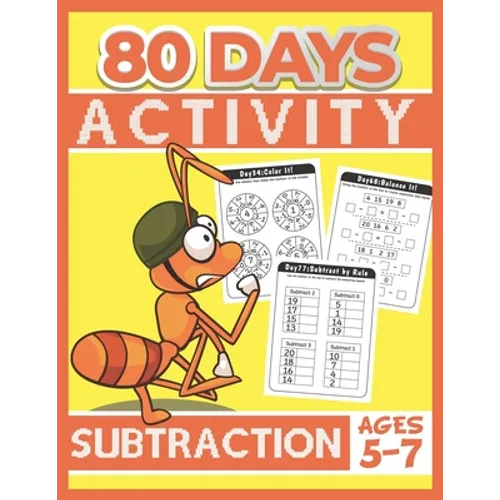 80 Days Activity Subtraction for Kids Ages 5-7: Funny Basic Math Workbook Grade 1, 1st Grade Math, Subtraction Within 20 - Paperback