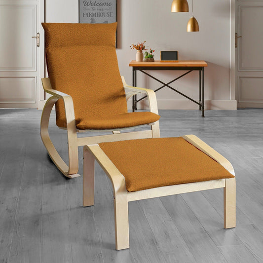 Bouclé Cinnamon Poäng Slipcovers – Compatible with IKEA Poäng Chair & Footstool