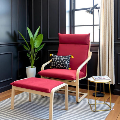 Velvet Burgundy Red Chair and Ottoman Covers, Compatible with IKEA Poang