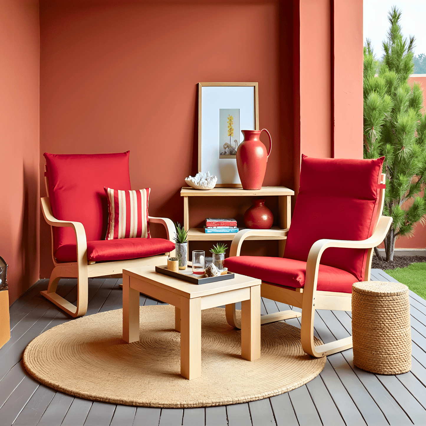 Velvet Burgundy Red Chair and Ottoman Covers, Compatible with IKEA Poang