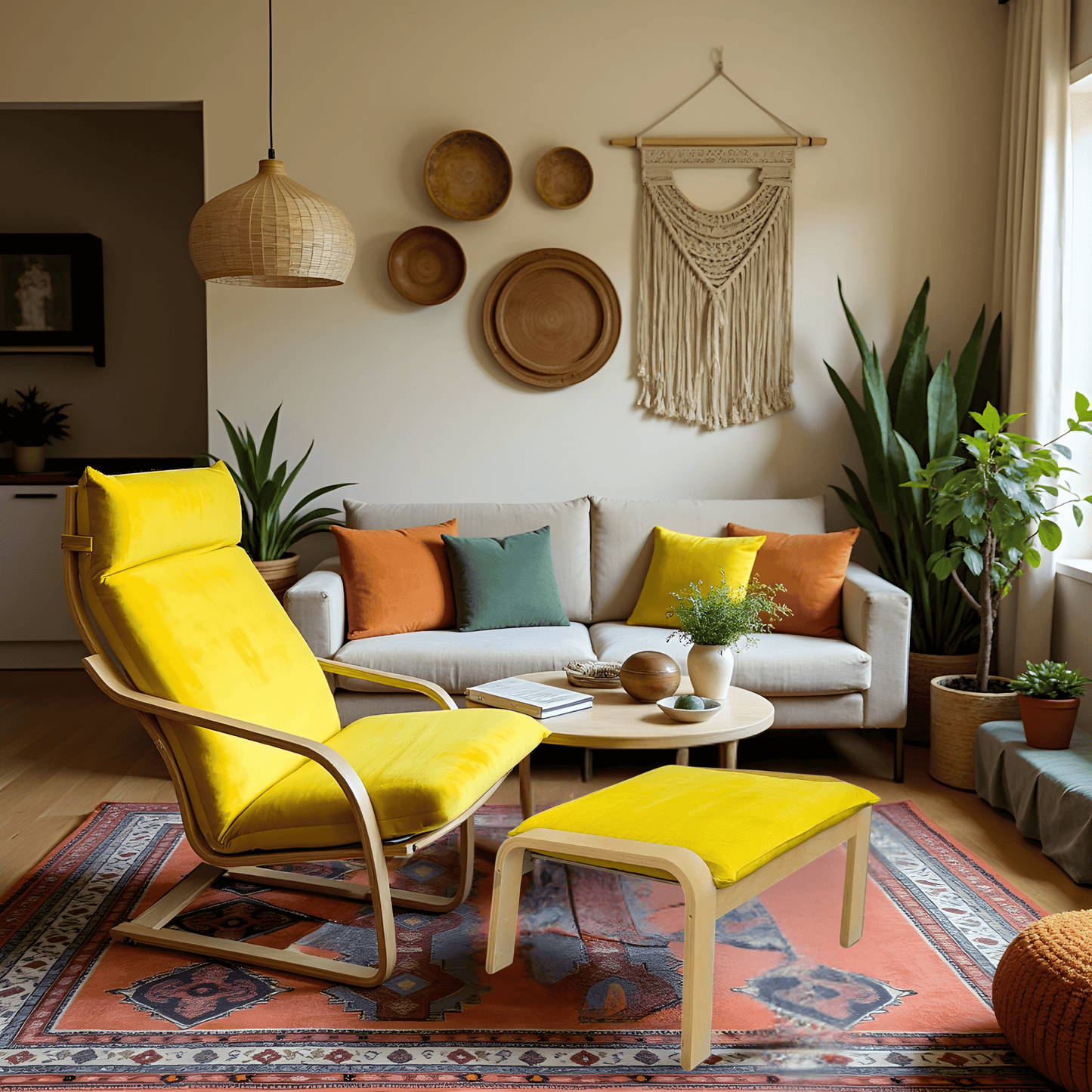 Bright Yellow Velvet Poäng Slipcovers – Compatible with IKEA Poäng Chair & Footstool – Luxurious Polyester Velvet