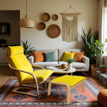 Bright Yellow Velvet Poäng Slipcovers – Compatible with IKEA Poäng Chair & Footstool – Luxurious Polyester Velvet