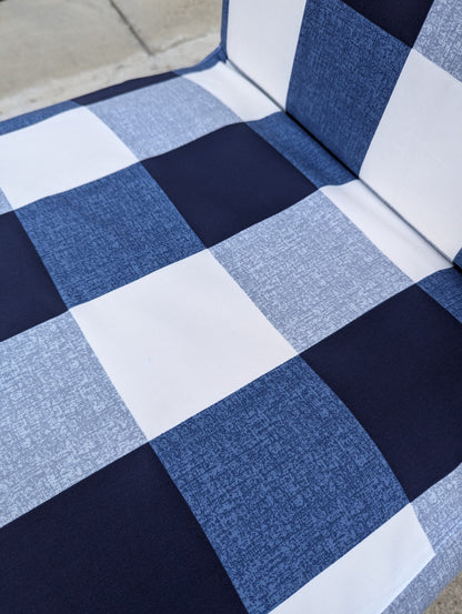 Navy Buffalo Check Plaid Floor-Length Slipcovers for IKEA Henriksdal USA (Set of 2)