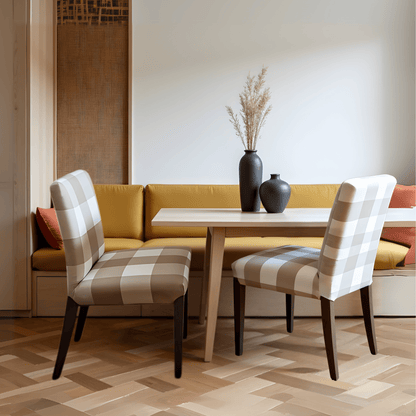 Buffalo Check Beige Dining Chair Slipcovers Set of 2 – Compatible with Ikea Henriksdal EU/AU + Pre-2009 USA Canada Size