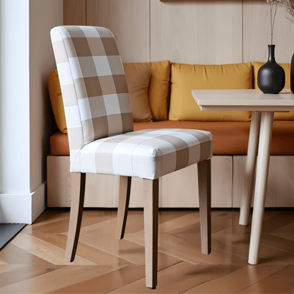 Buffalo Check Beige Dining Chair Slipcovers – Set of 2 – Compatible with IKEA Henriksdal (USA/CA Size)