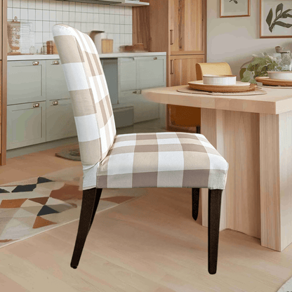 Buffalo Check Beige Dining Chair Slipcovers Set of 2 – Compatible with Ikea Henriksdal EU/AU + Pre-2009 USA Canada Size