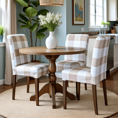 Buffalo Check Beige Dining Chair Slipcovers – Set of 2 – Compatible with IKEA Henriksdal (USA/CA Size)