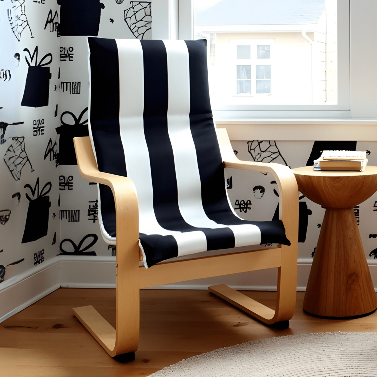 Black Stripe Slipcover for IKEA Children's Poang Chair