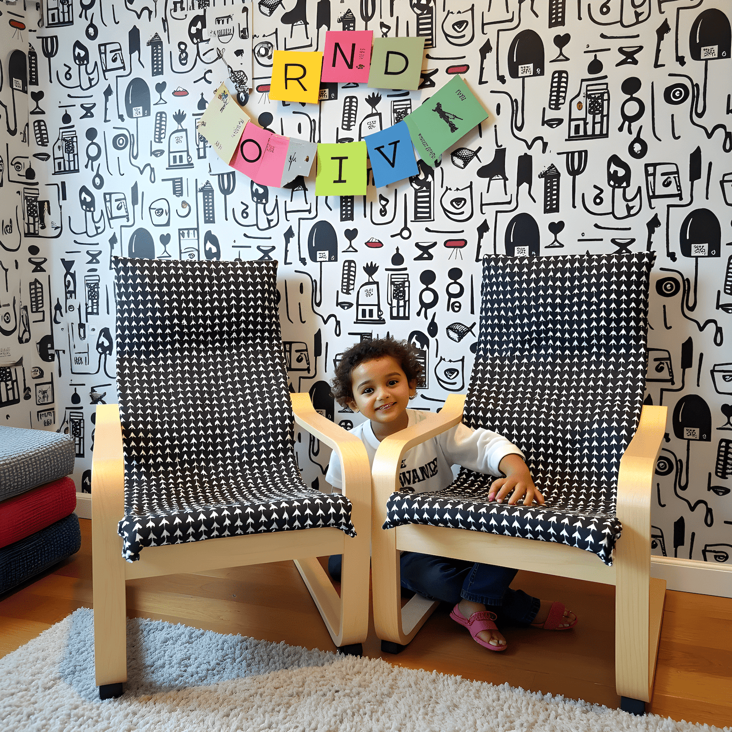 Black Vine Slipcover for IKEA Children's Poang Chair