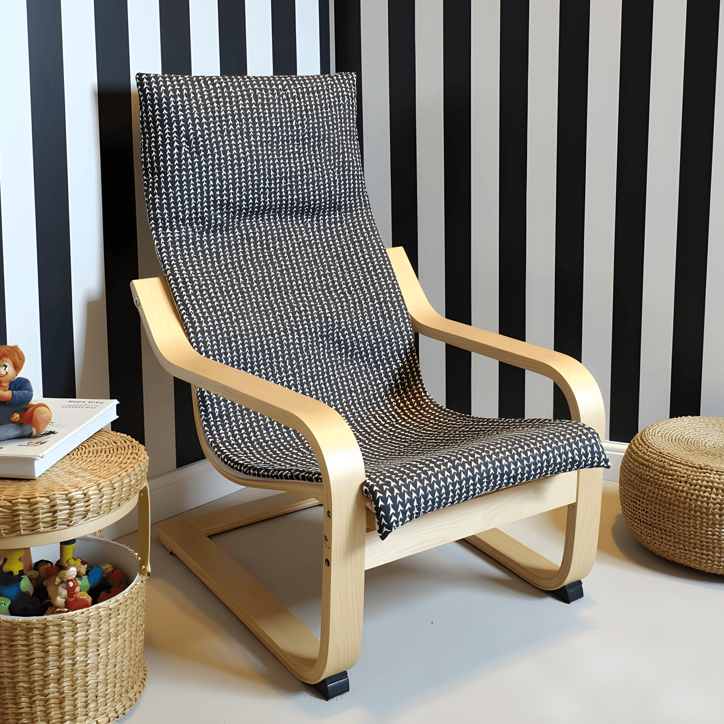 Black Vine Slipcover for IKEA Children's Poang Chair