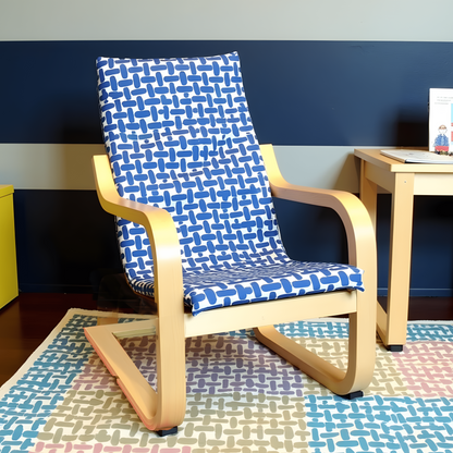 Blue Abstract Print Cushion Cover, Compatible with IKEA Children's Poang