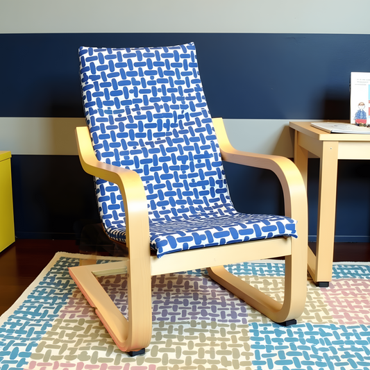 Blue Abstract Print Cushion Cover, Compatible with IKEA Children's Poang