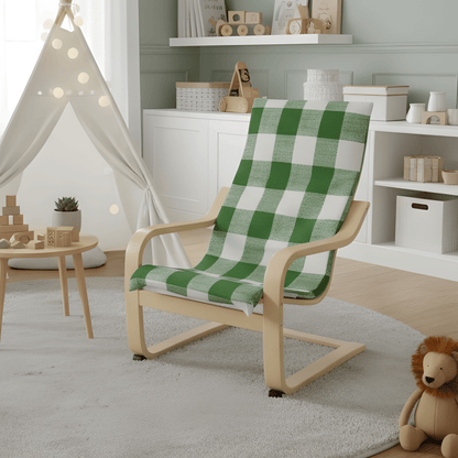 Green Check Slipcover, Compatible with IKEA Children's Poang Chair