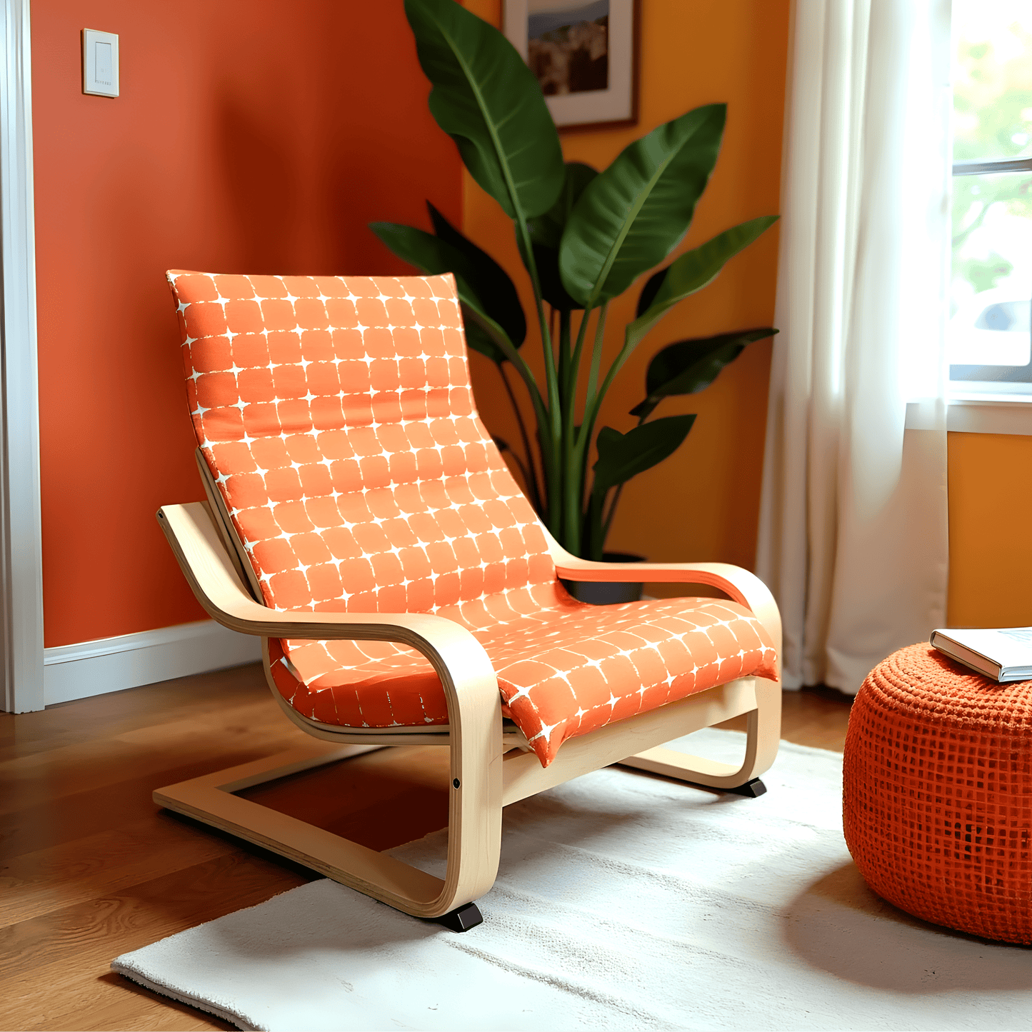 Orange Geometric Pattern Cushion Cover, Compatible with IKEA Children's Poang