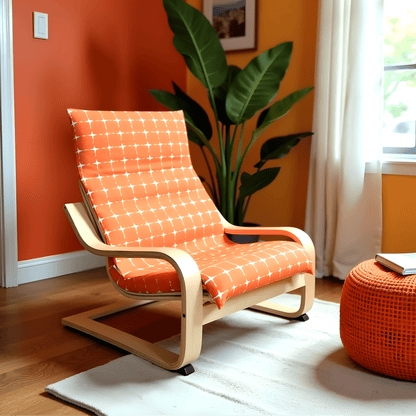 Orange Geometric Pattern Cushion Cover, Compatible with IKEA Children's Poang