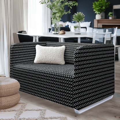 Black Boho Mudcloth Slipcover – Compatible with IKEA Knopparp Sofa (2-Seater or 3-Seater)