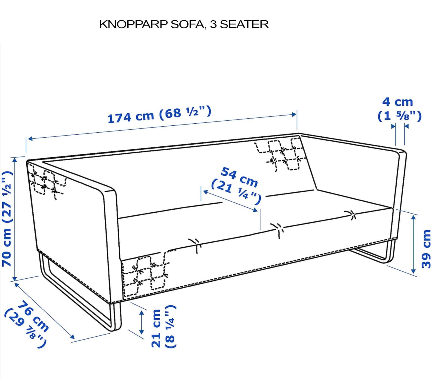Boho Indigo Blue Slipcover – Compatible with IKEA Knopparp Sofa (3-Seater)