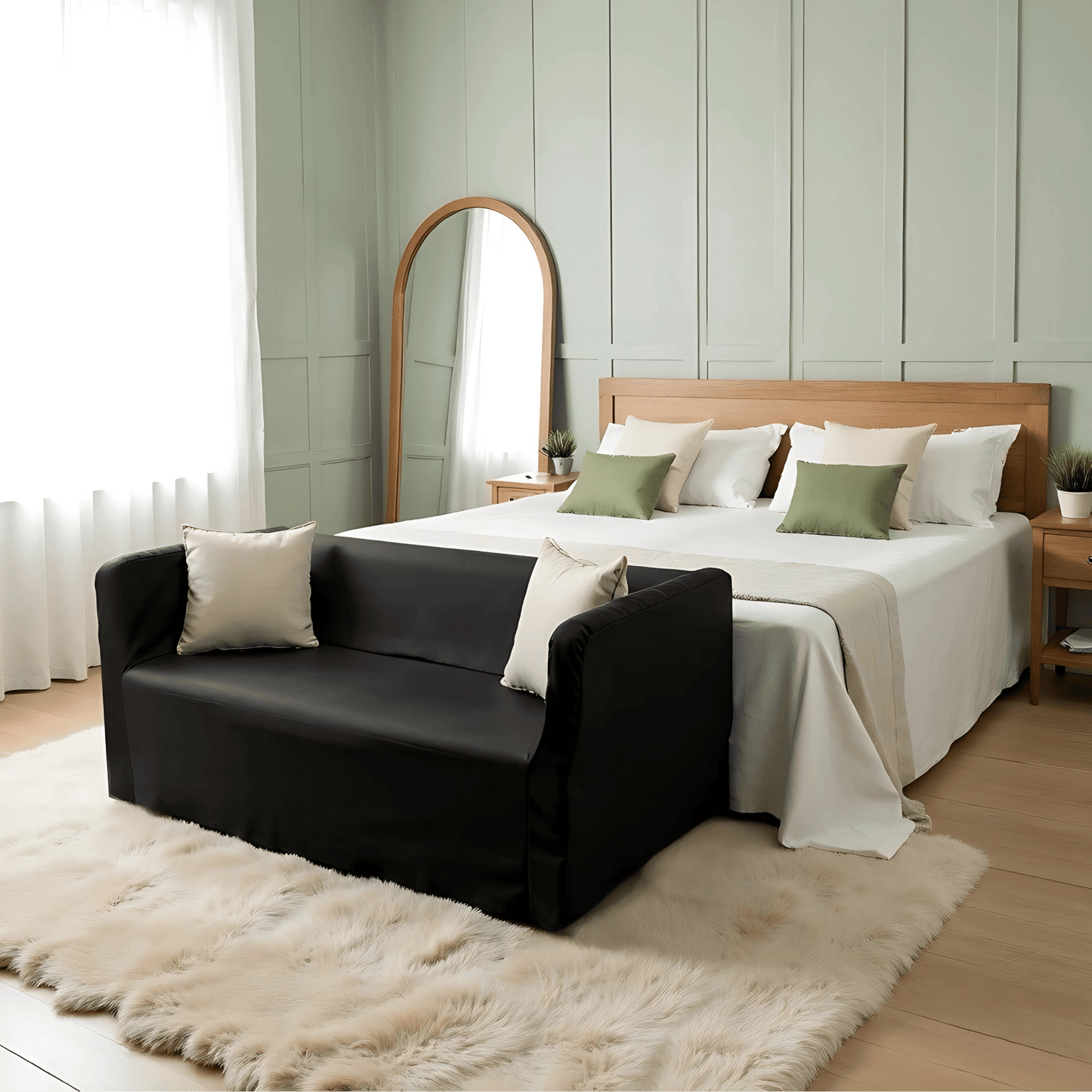 Solid Black European Linen Slipcover – Compatible with IKEA Knopparp Sofa (3-Seater)
