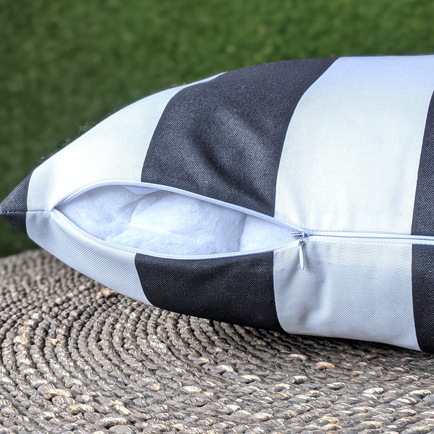 Black White Stripe Outdoor Pillow Covers – 2 Pack – Compatible with IKEA Duvholmen & Kuddarna