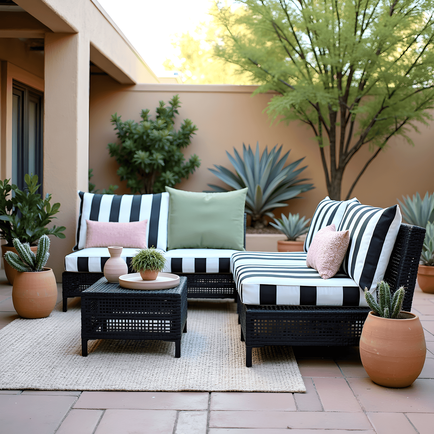 Black White Stripe Outdoor Pillow Covers – 2 Pack – Compatible with IKEA Duvholmen & Kuddarna