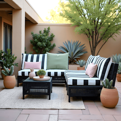 Black White Stripe Outdoor Pillow Covers – 2 Pack – Compatible with IKEA Duvholmen & Kuddarna