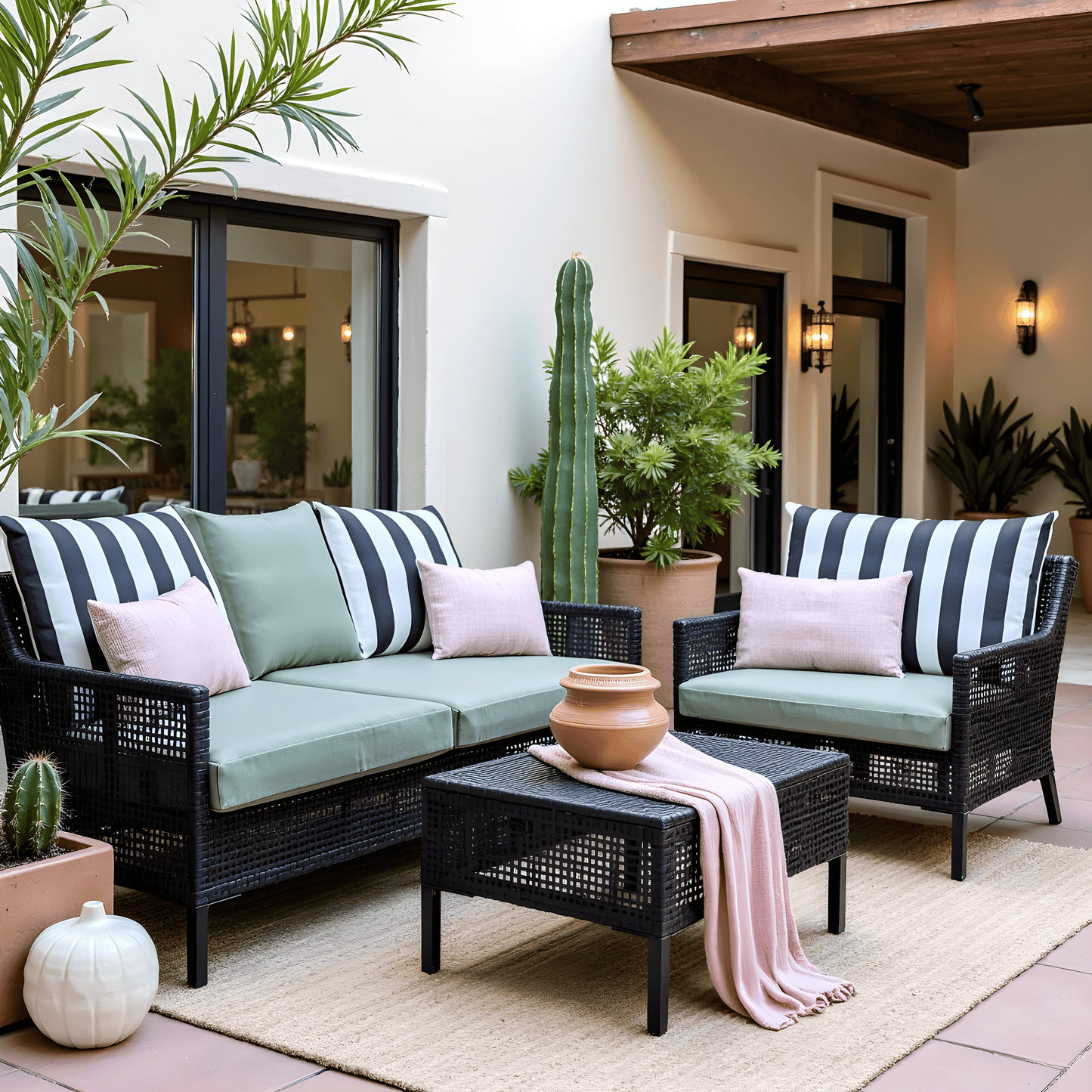 Black White Stripe Outdoor Pillow Covers – 2 Pack – Compatible with IKEA Duvholmen & Kuddarna