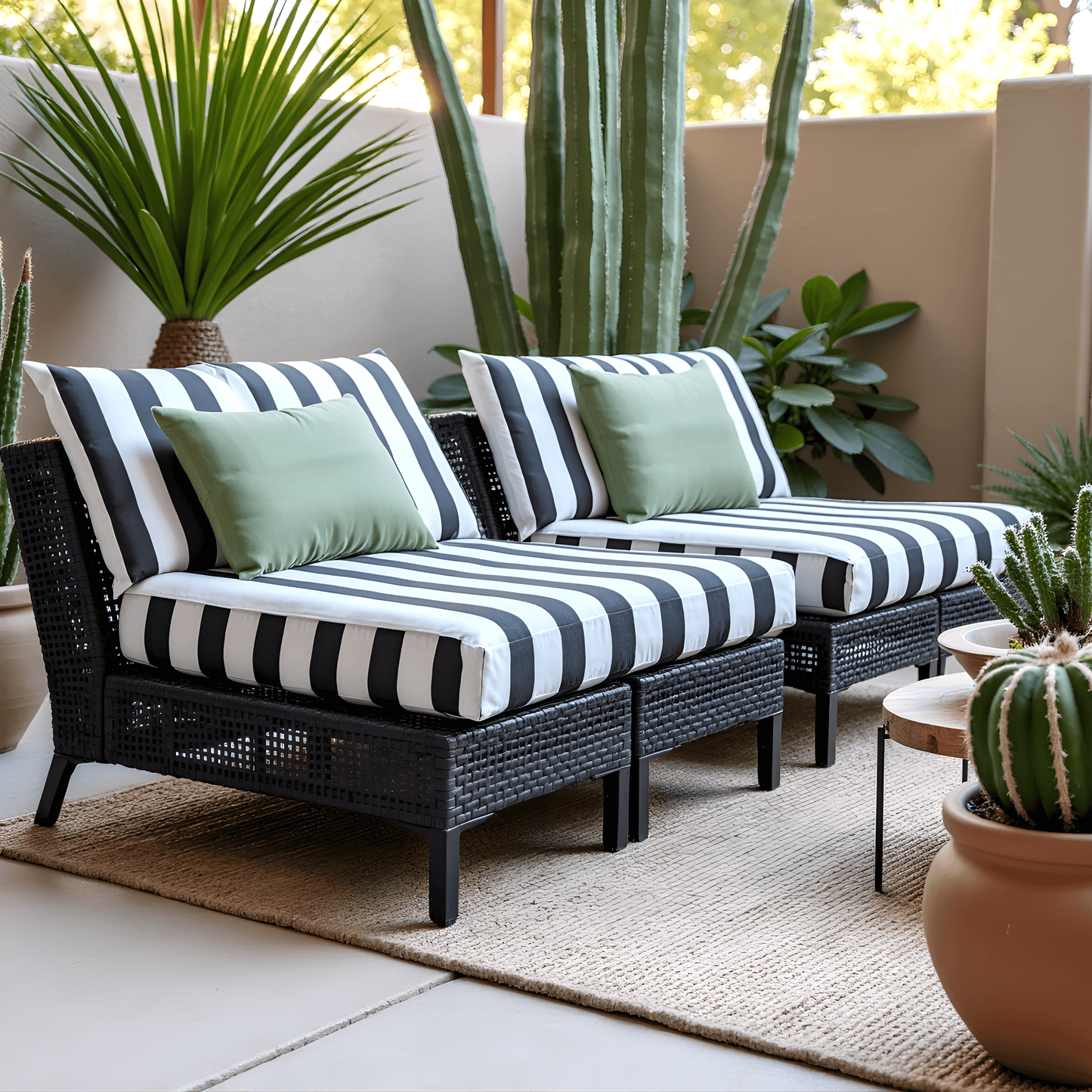Black White Stripe Outdoor Pillow Covers – 2 Pack – Compatible with IKEA Duvholmen & Kuddarna