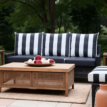 Black White Stripe Outdoor Pillow Covers – 2 Pack – Compatible with IKEA Duvholmen & Kuddarna