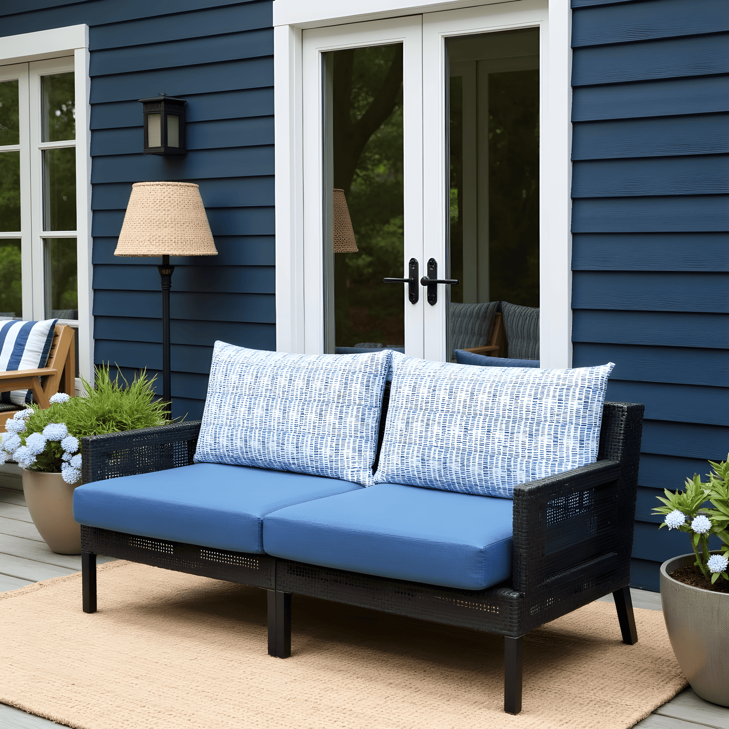 Blue Rain Outdoor Pillow Covers – 2 Pack – Compatible with IKEA Duvholmen & Kuddarna