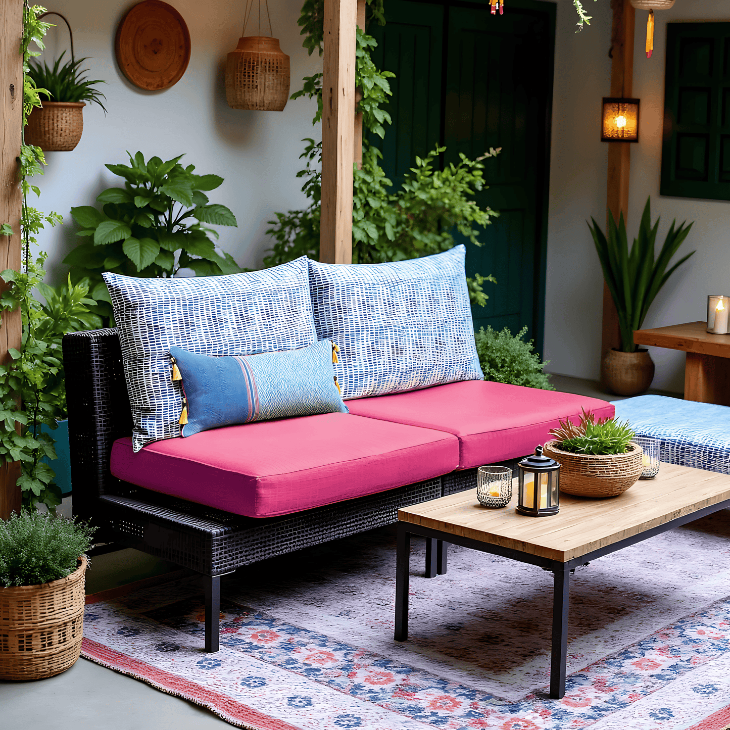 Blue Rain Outdoor Pillow Covers – 2 Pack – Compatible with IKEA Duvholmen & Kuddarna
