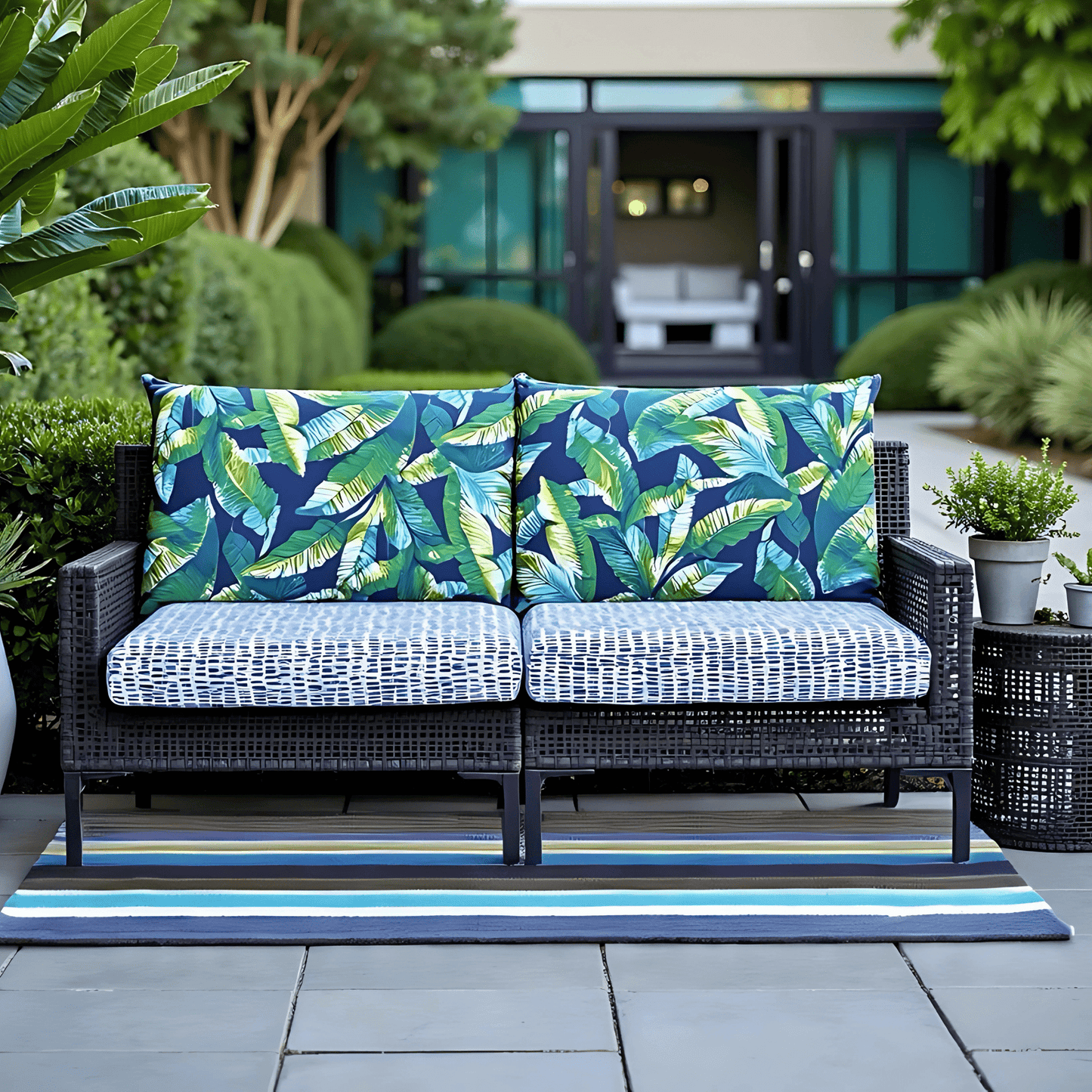 Green Banana Leaf Outdoor Pillow Covers – 2 Pack – Compatible with IKEA Duvholmen & Kuddarna