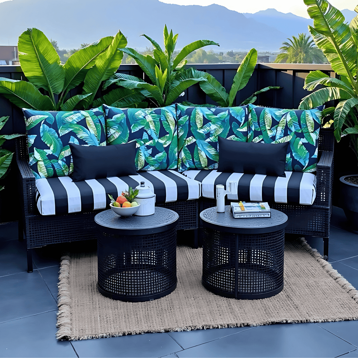 Green Banana Leaf Outdoor Pillow Covers – 2 Pack – Compatible with IKEA Duvholmen & Kuddarna