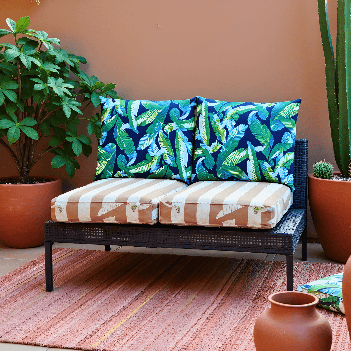 Green Banana Leaf Outdoor Pillow Covers – 2 Pack – Compatible with IKEA Duvholmen & Kuddarna