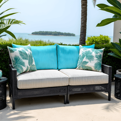 Beige Stripe Outdoor Seat Cushion Covers – 2 Pack – Compatible with IKEA Duvholmen