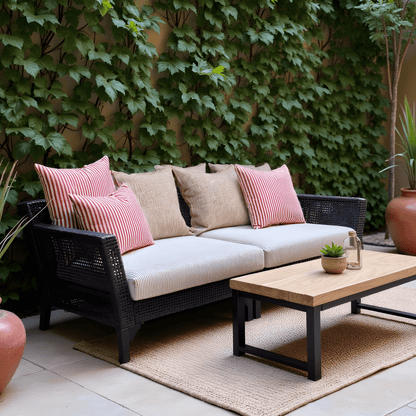 Beige Stripe Outdoor Seat Cushion Covers – 2 Pack – Compatible with IKEA Duvholmen