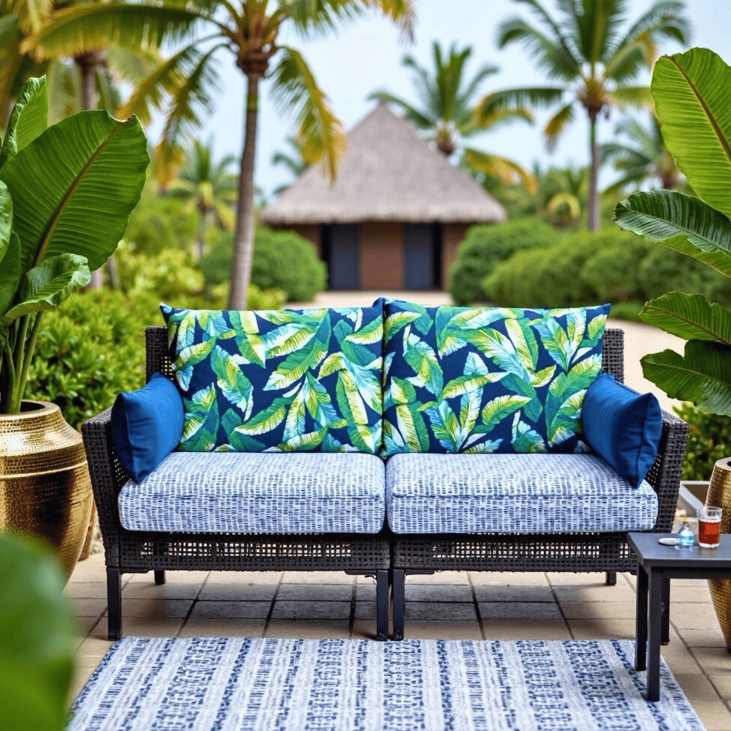 Blue Rain Outdoor Seat Cushion Covers – 2 Pack – Compatible with IKEA Duvholmen
