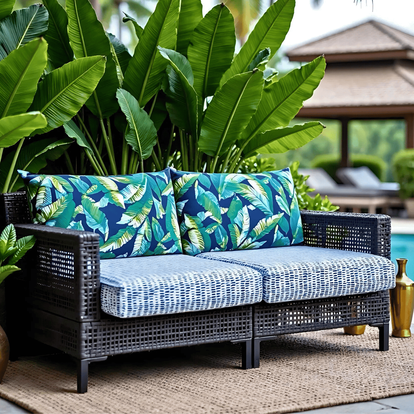 Blue Rain Outdoor Seat Cushion Covers – 2 Pack – Compatible with IKEA Duvholmen