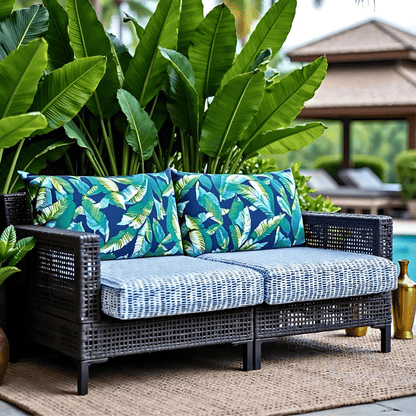 Blue Rain Outdoor Seat Cushion Covers – 2 Pack – Compatible with IKEA Duvholmen