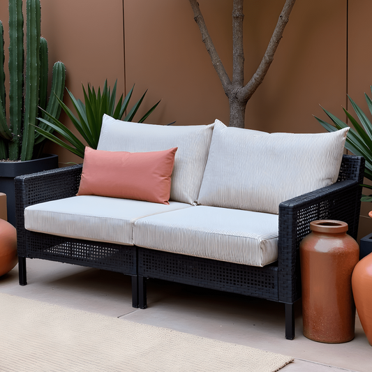 Beige Stripe Outdoor Pillow Covers – 2 Pack – Compatible with IKEA Duvholmen & Kuddarna