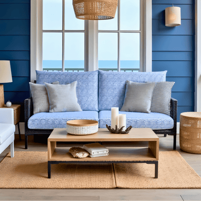 Blue Rain Outdoor Slipcover Set – 4 Pack (2 Duvholmen Pillow Covers + 2 Duvholmen Seat Covers)