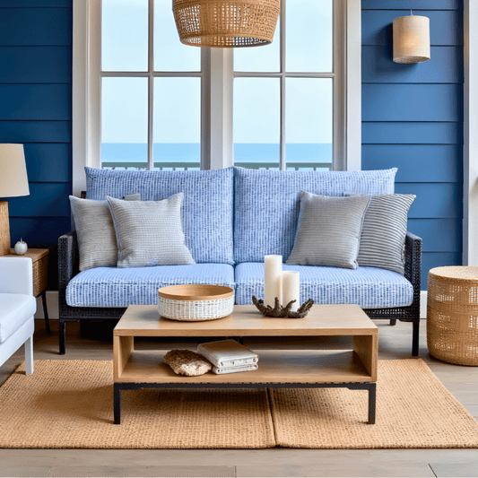 Blue Rain Outdoor Slipcover Set – 4 Pack (2 Duvholmen Pillow Covers + 2 Duvholmen Seat Covers)