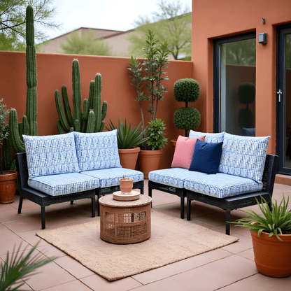 Blue Rain Outdoor Slipcover Set – 4 Pack (2 Duvholmen Pillow Covers + 2 Duvholmen Seat Covers)