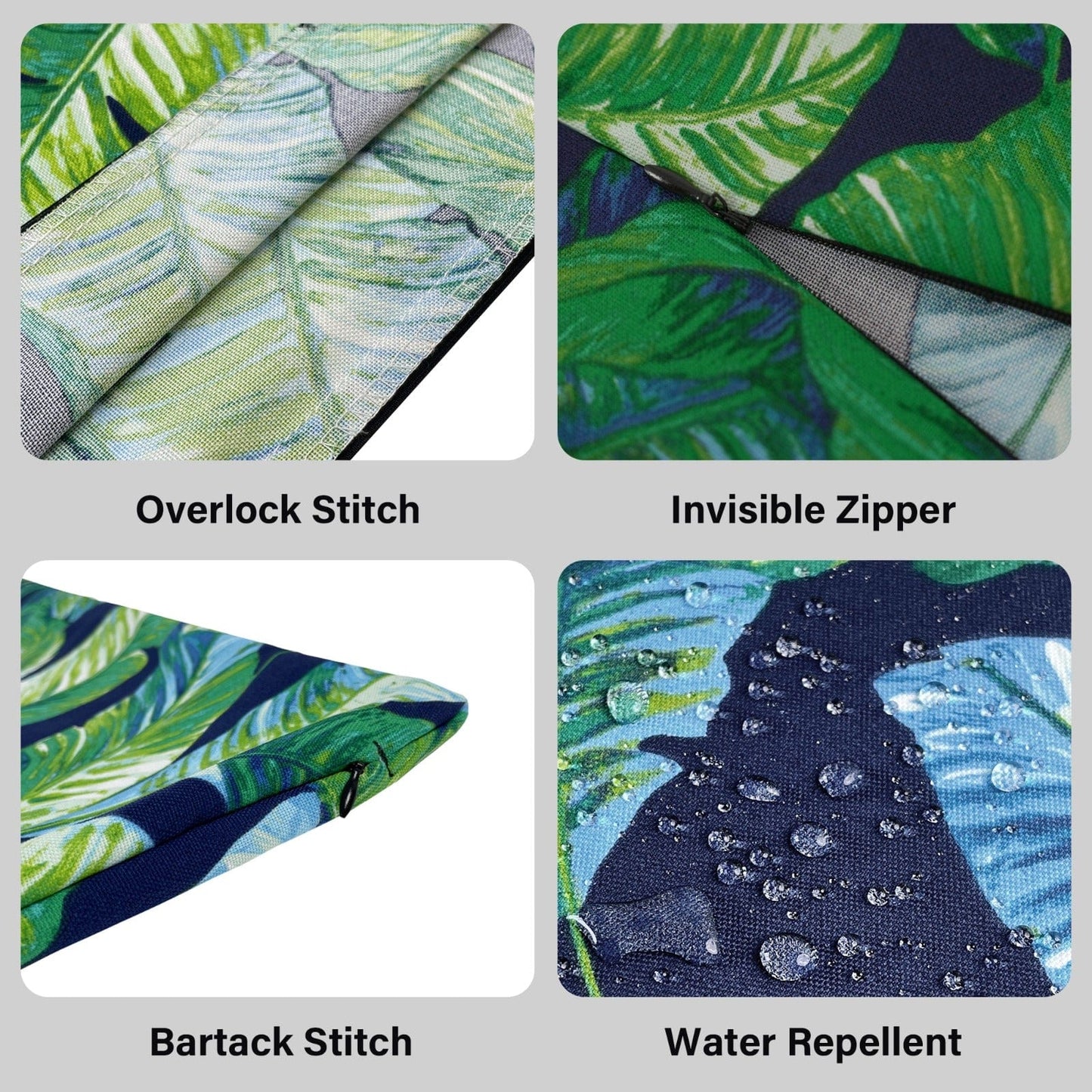 Navy Green Banana Leaf Outdoor Slip Covers, Compatible with IKEA Duvholmen Kuddarna
