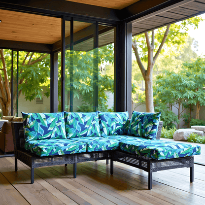 Green Banana Leaf Outdoor Slipcover Set – 4 Pack (2 Pillow Covers + 2 Seat Covers) – Compatible with Select IKEA Cushions