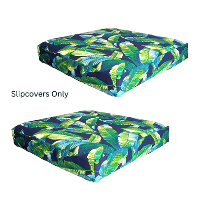 Green Banana Leaf Outdoor Slipcover Set – 4 Pack (2 Pillow Covers + 2 Seat Covers) – Compatible with Select IKEA Cushions